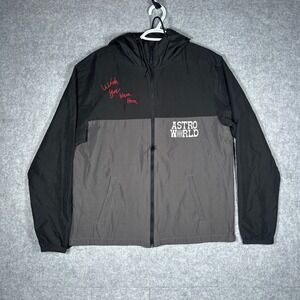 Travis Scott Astroworld Windbreaker Men Large Black Grey Tour Merch Cactus Jack